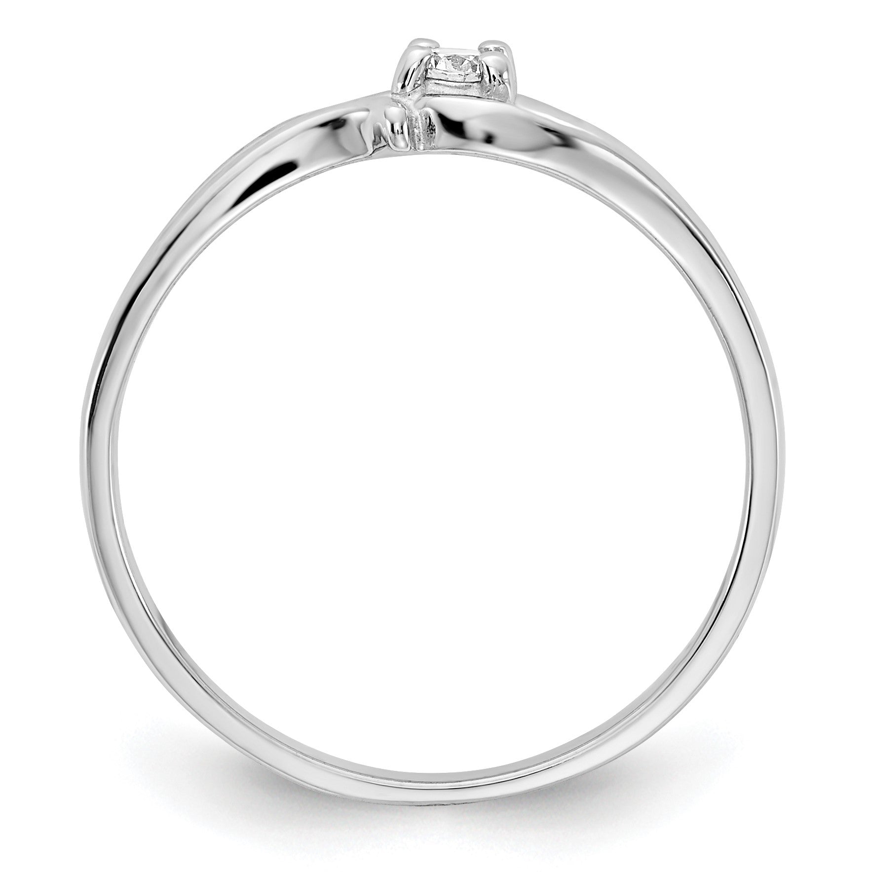 14k White Gold Polished AA Diamond Ring