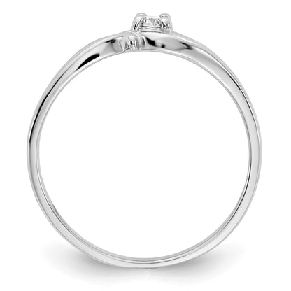 14k White Gold Polished AA Diamond Ring