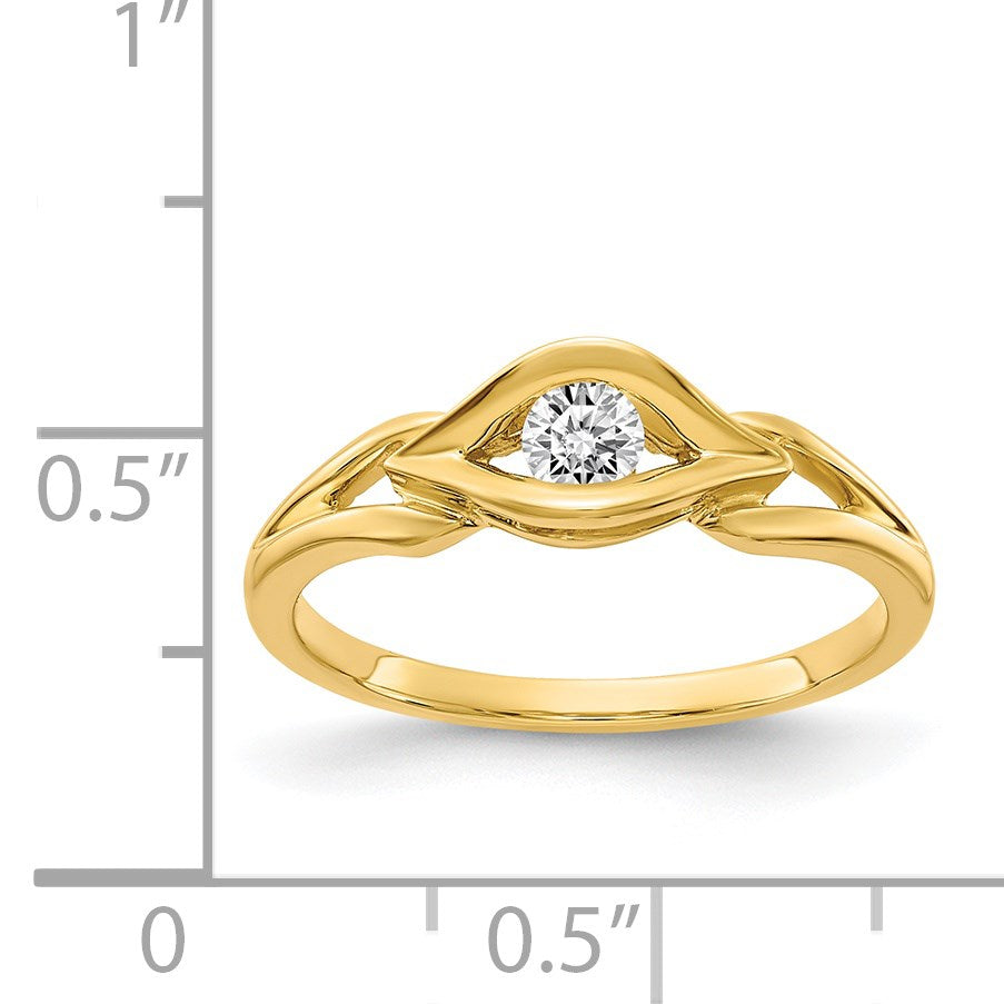 14k Polished 1/8 carat AA Diamond Ring