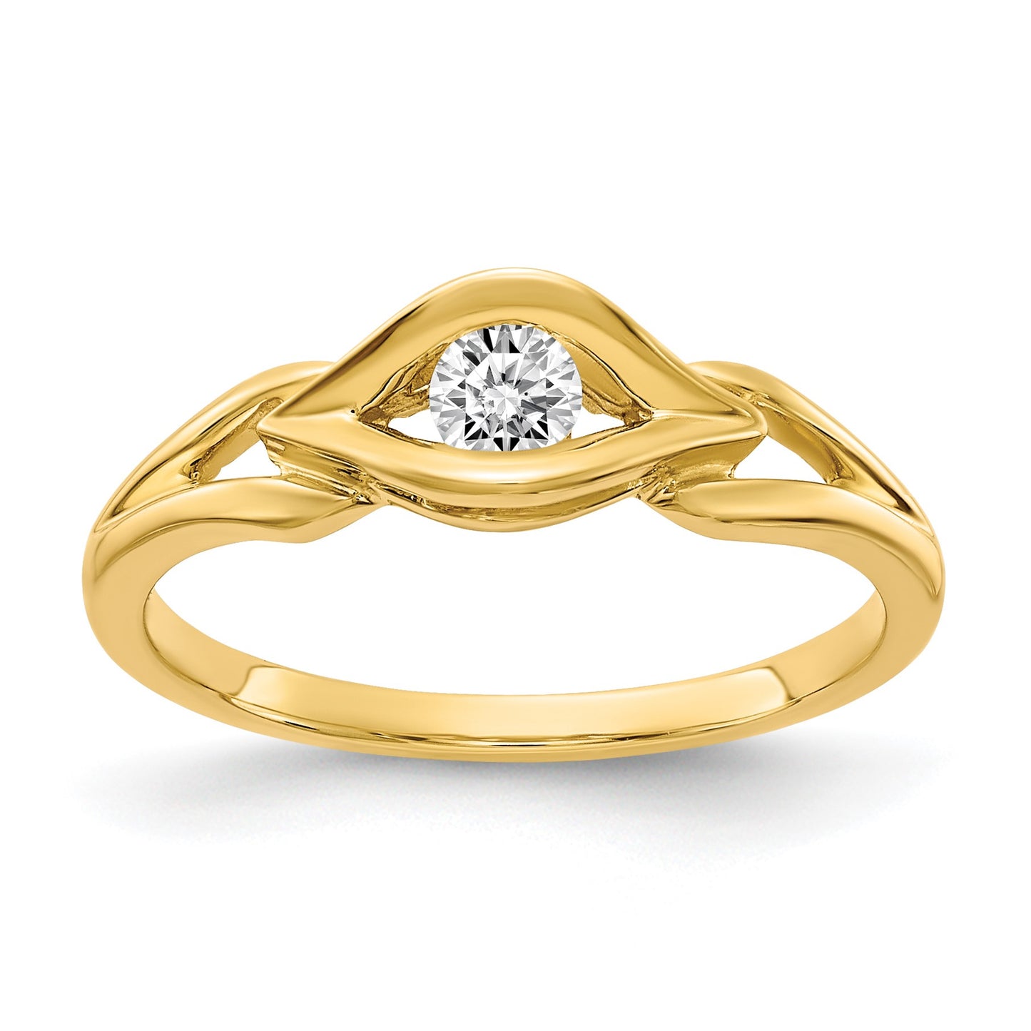 14k Polished 1/8 carat AA Diamond Ring