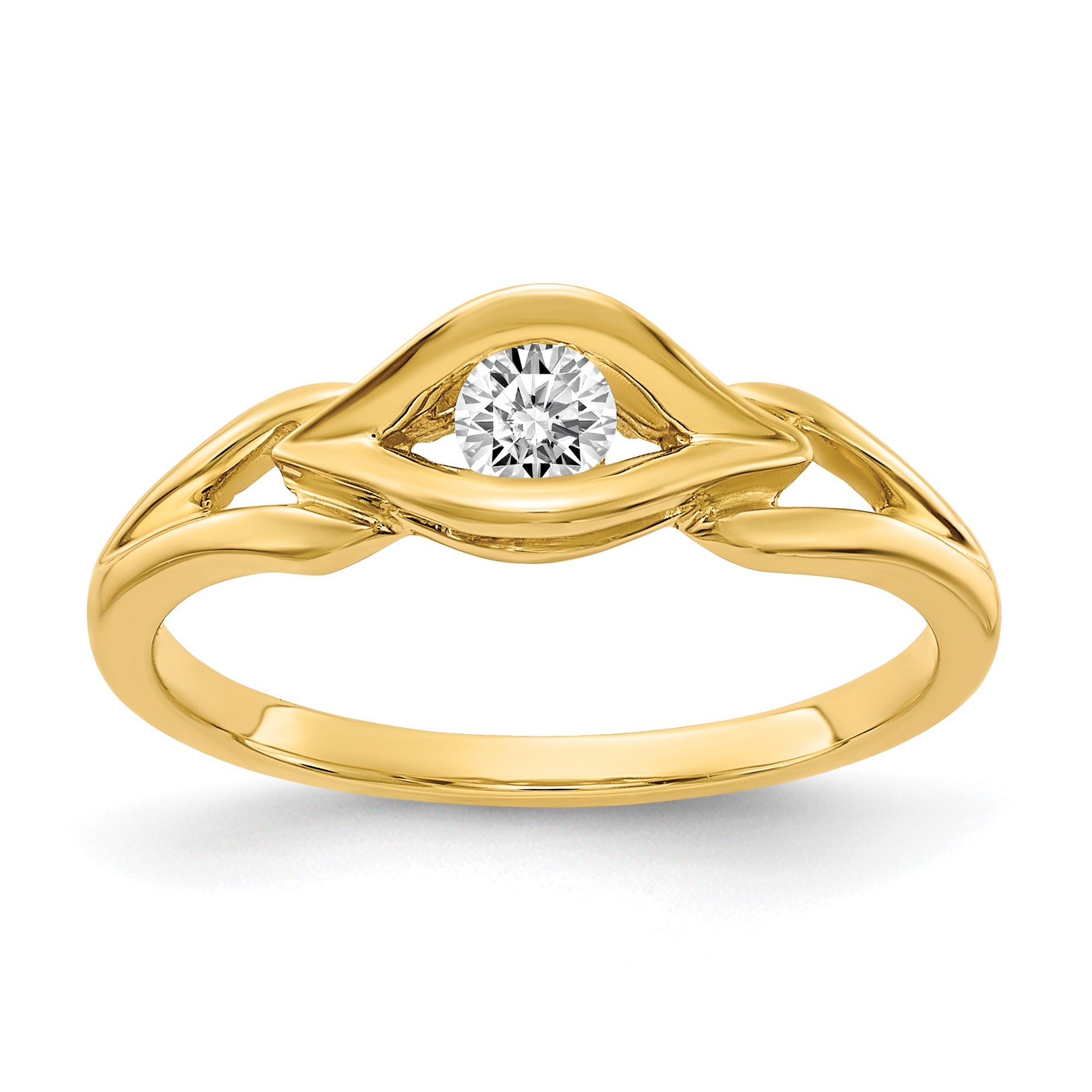 14k Polished 1/8 carat AA Diamond Ring