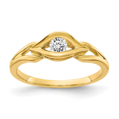 14k Polished 1/8 carat AA Diamond Ring