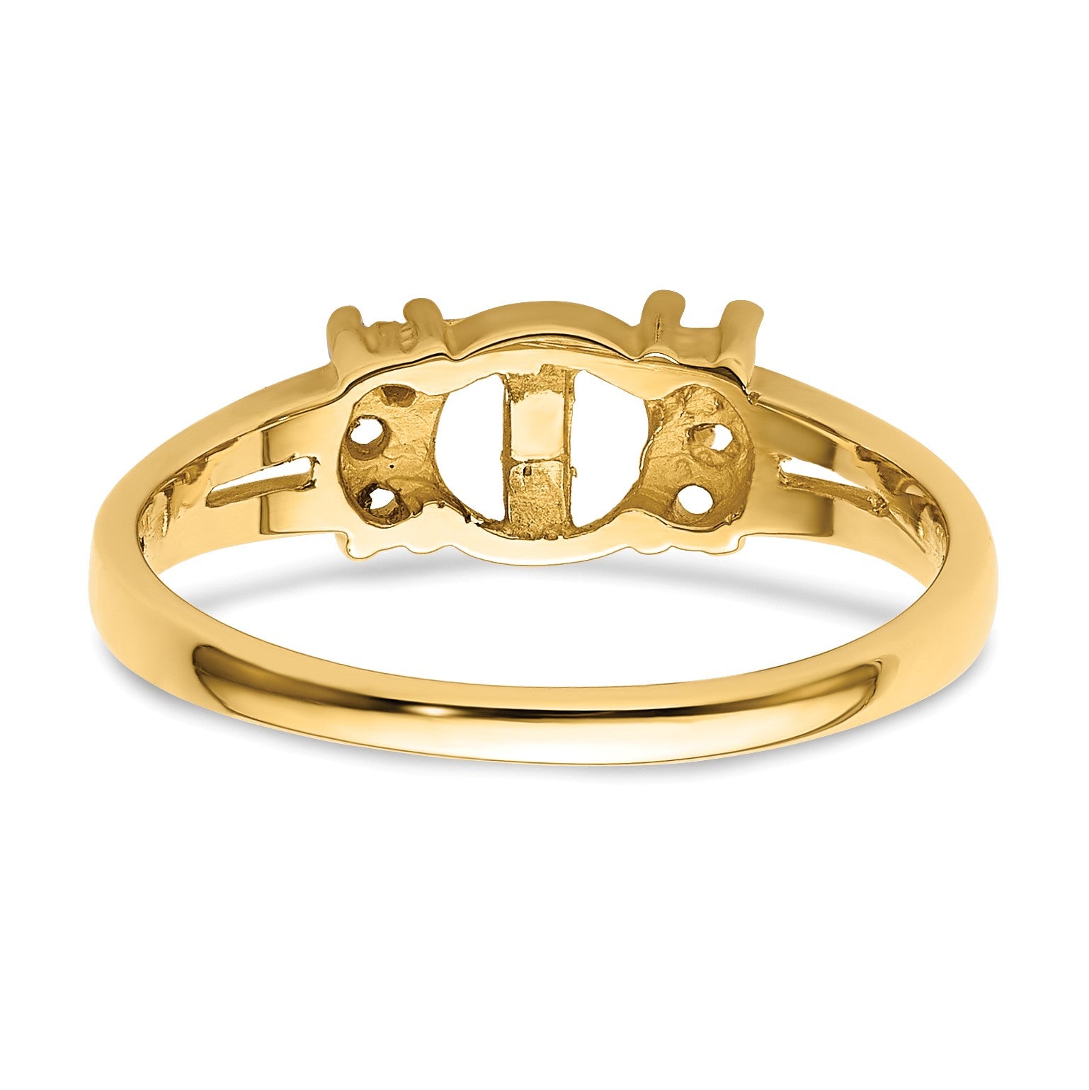 14k Holds 6mm Pearl and 6-1.4mm Stones Ring Mounting