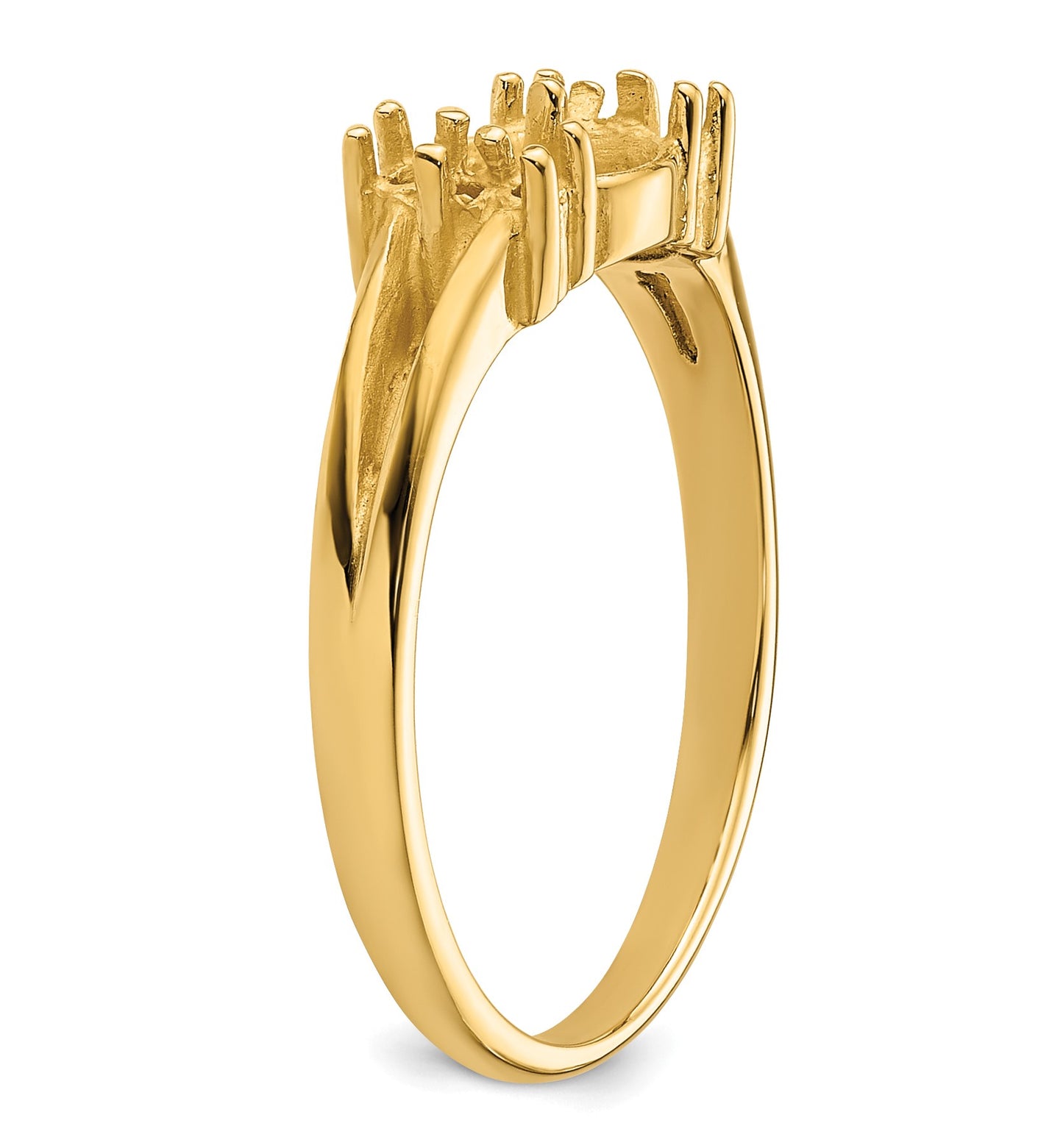 14k Holds 6mm Pearl and 6-1.4mm Stones Ring Mounting