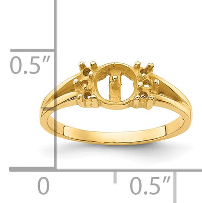 14k Holds 6mm Pearl and 6-1.4mm Stones Ring Mounting