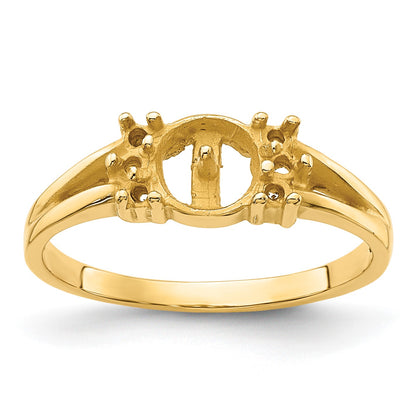 14k Holds 6mm Pearl and 6-1.4mm Stones Ring Mounting