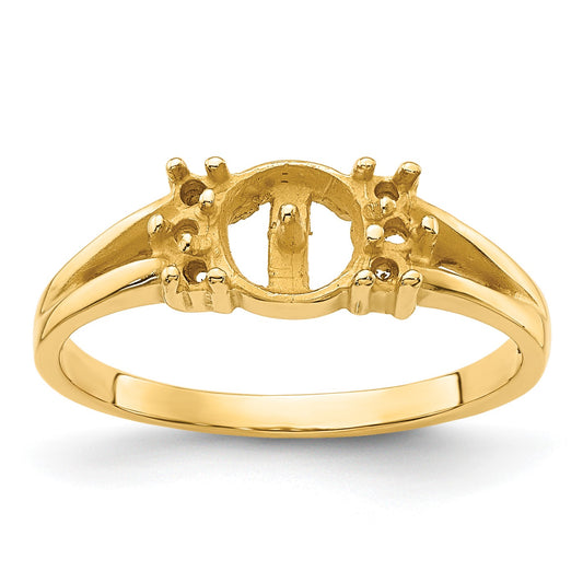 14k Holds 6mm Pearl and 6-1.4mm Stones Ring Mounting