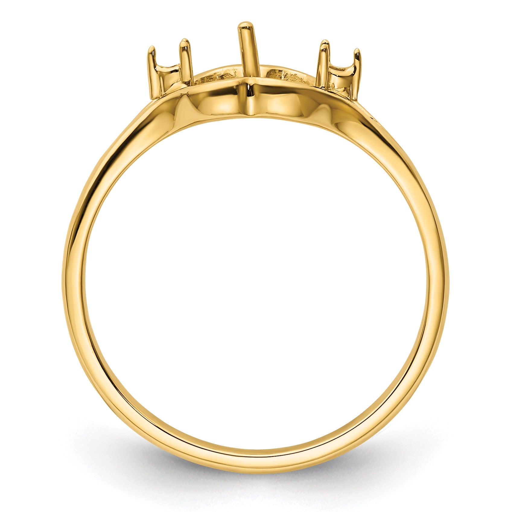 14k Holds 6mm Pearl and 2-1.4mm Stones Ring Mounting