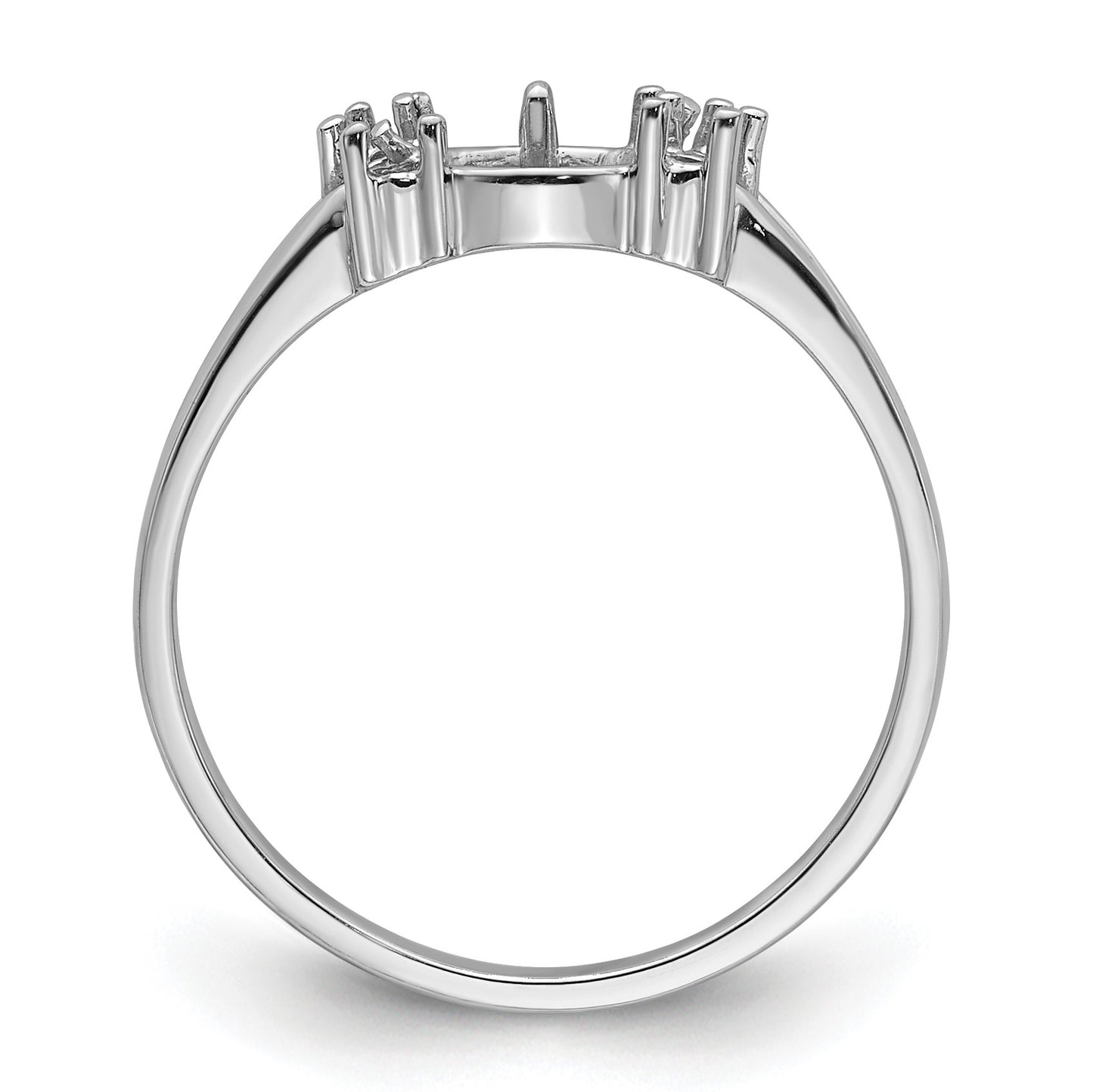 14k White Gold Holds 6mm Pearl and 6-1.4mm Stones Ring Mounting