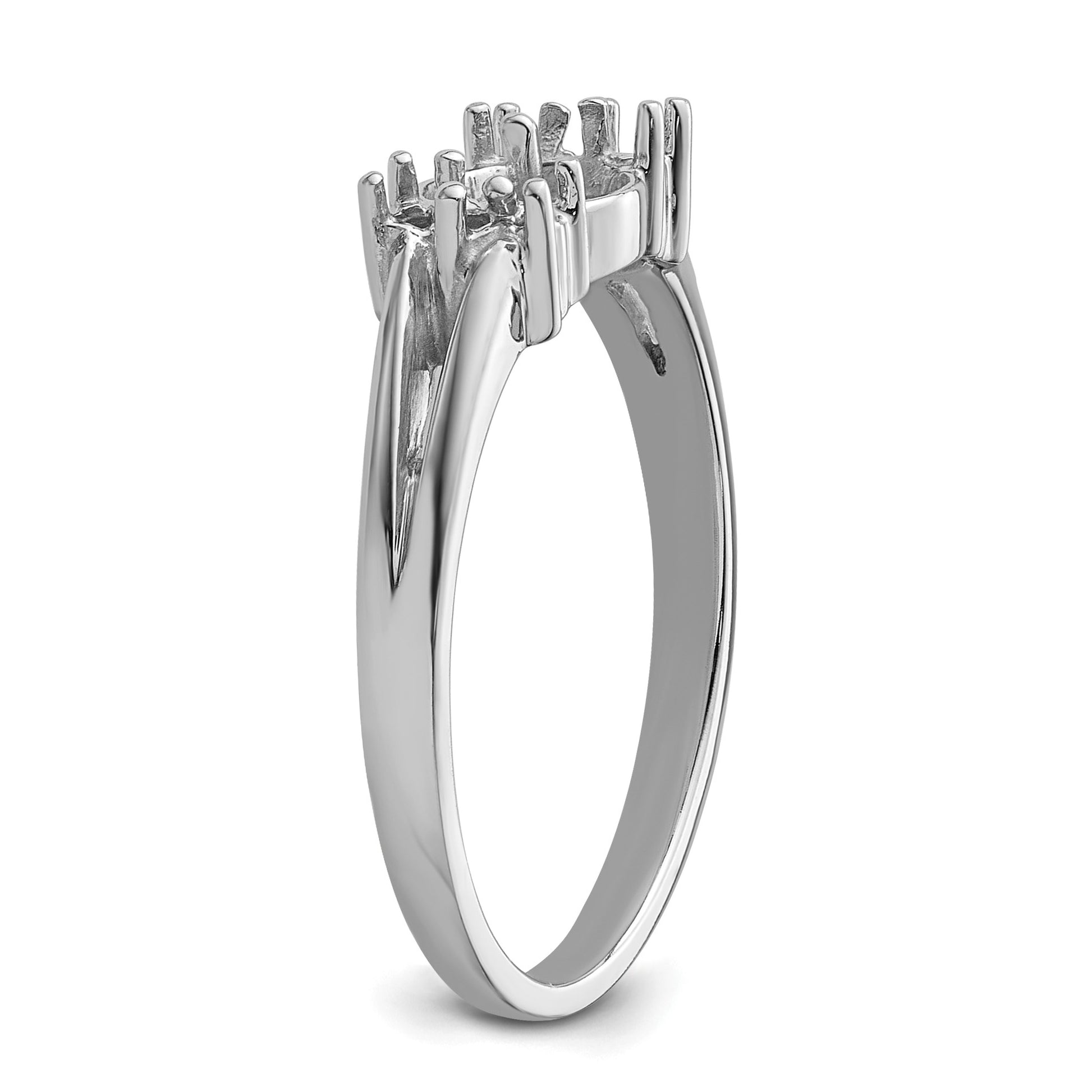 14k White Gold Holds 6mm Pearl and 6-1.4mm Stones Ring Mounting