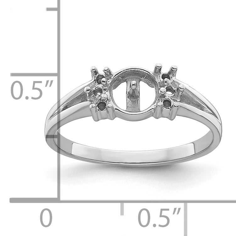 14k White Gold Holds 6mm Pearl and 6-1.4mm Stones Ring Mounting