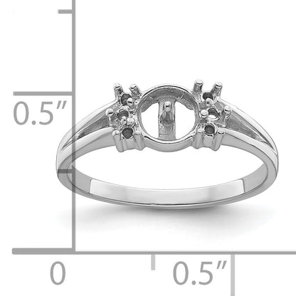 14k White Gold Holds 6mm Pearl and 6-1.4mm Stones Ring Mounting