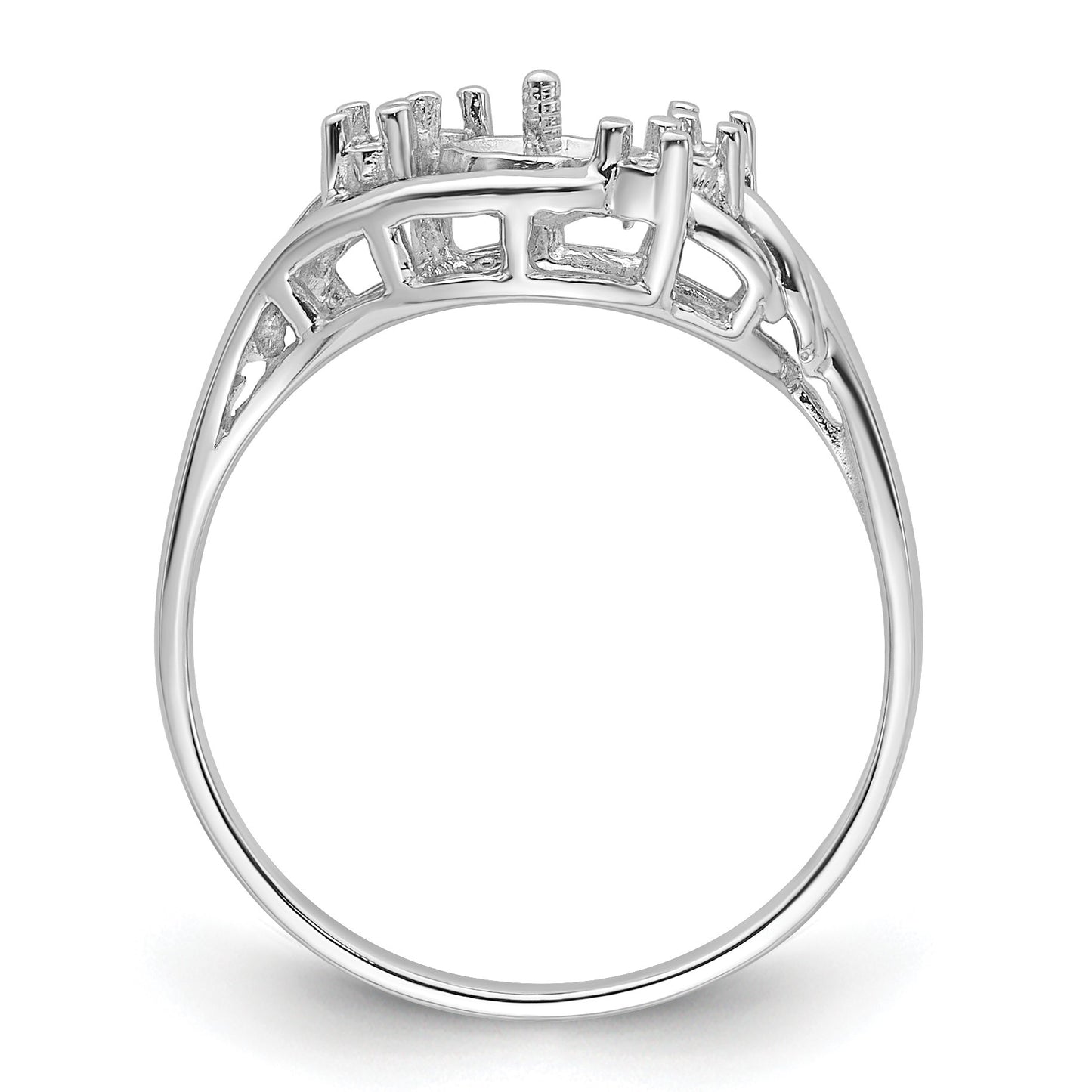 14k White Gold Holds 6mm Pearl and 6-1.4mm Stones Ring Mounting