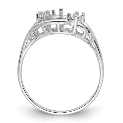 14k White Gold Holds 6mm Pearl and 6-1.4mm Stones Ring Mounting