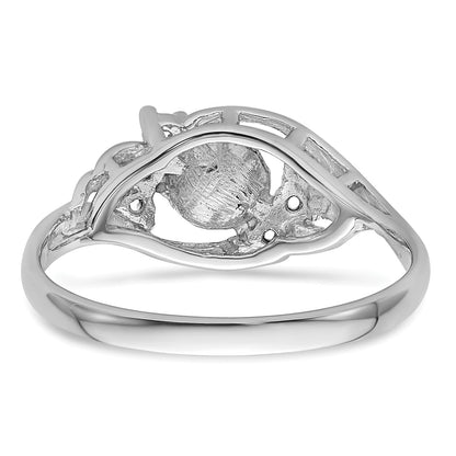 14k White Gold Holds 6mm Pearl and 6-1.4mm Stones Ring Mounting