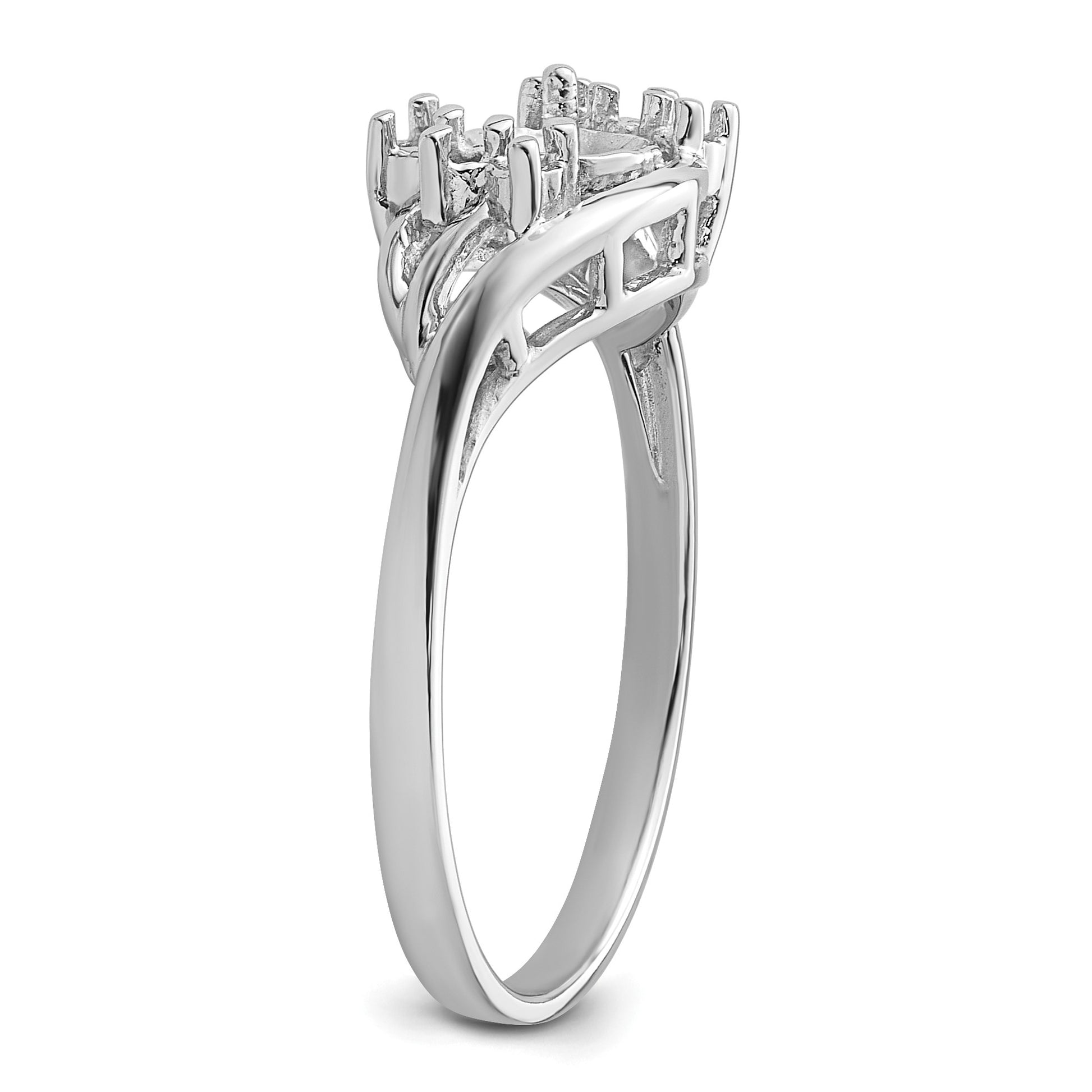 14k White Gold Holds 6mm Pearl and 6-1.4mm Stones Ring Mounting