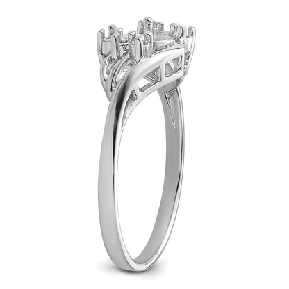 14k White Gold Holds 6mm Pearl and 6-1.4mm Stones Ring Mounting