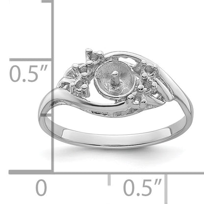 14k White Gold Holds 6mm Pearl and 6-1.4mm Stones Ring Mounting