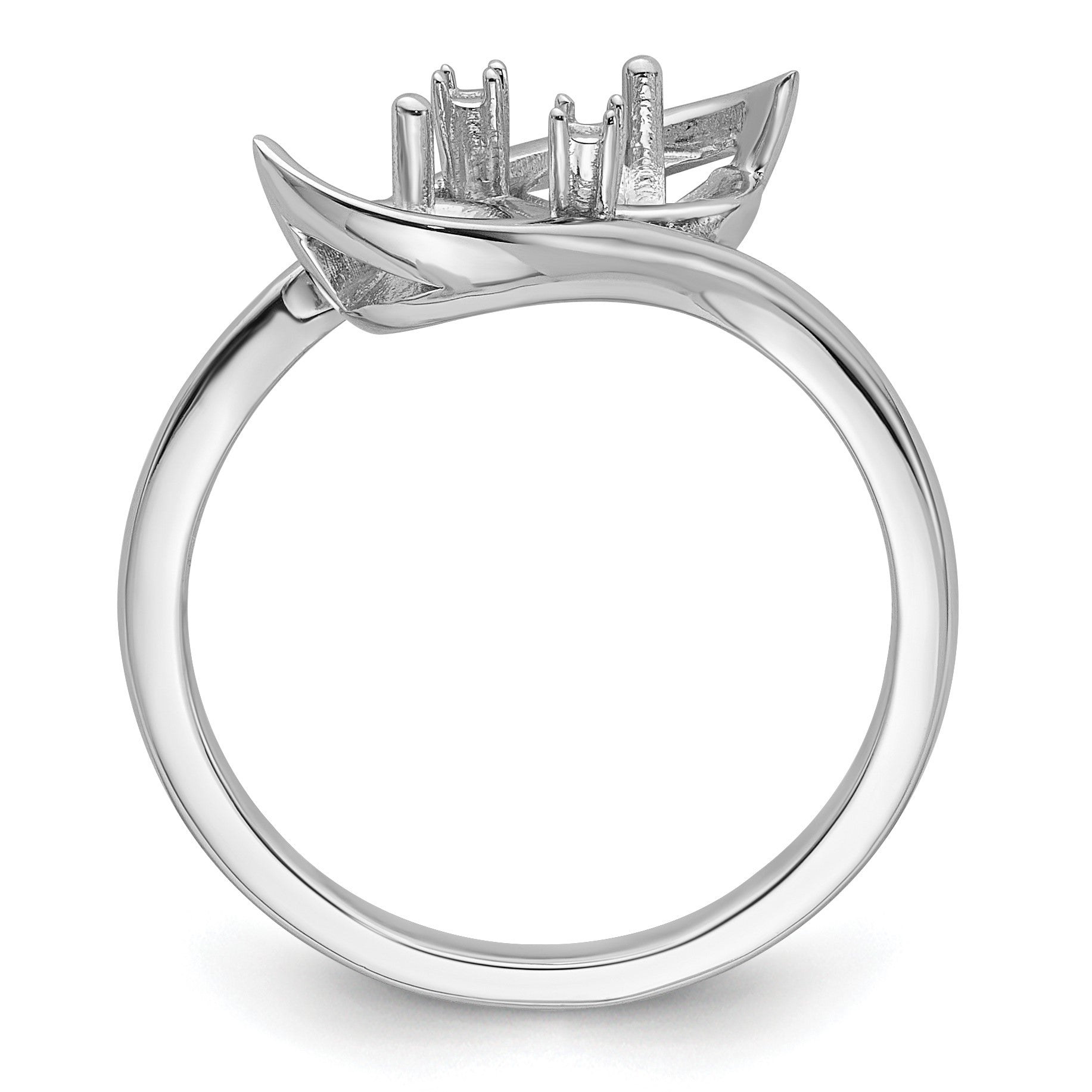14k White Gold Holds 2-6mm Pearls and 2-1.4mm Stones Ring Mounting