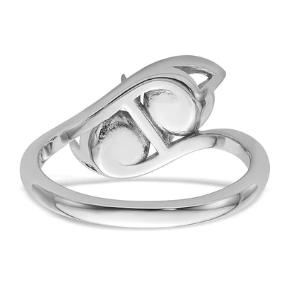 14k White Gold Holds 2-6mm Pearls and 2-1.4mm Stones Ring Mounting