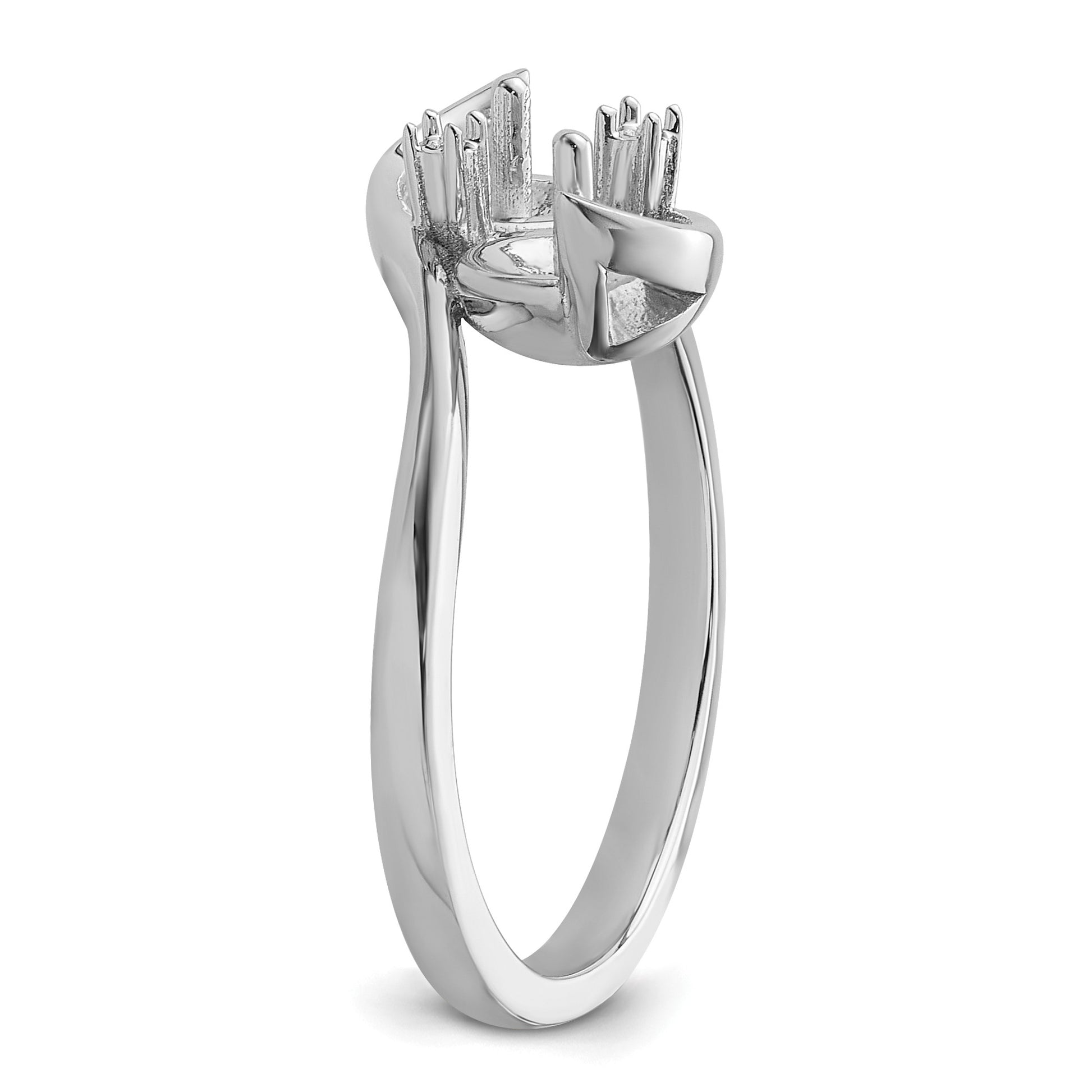14k White Gold Holds 2-6mm Pearls and 2-1.4mm Stones Ring Mounting