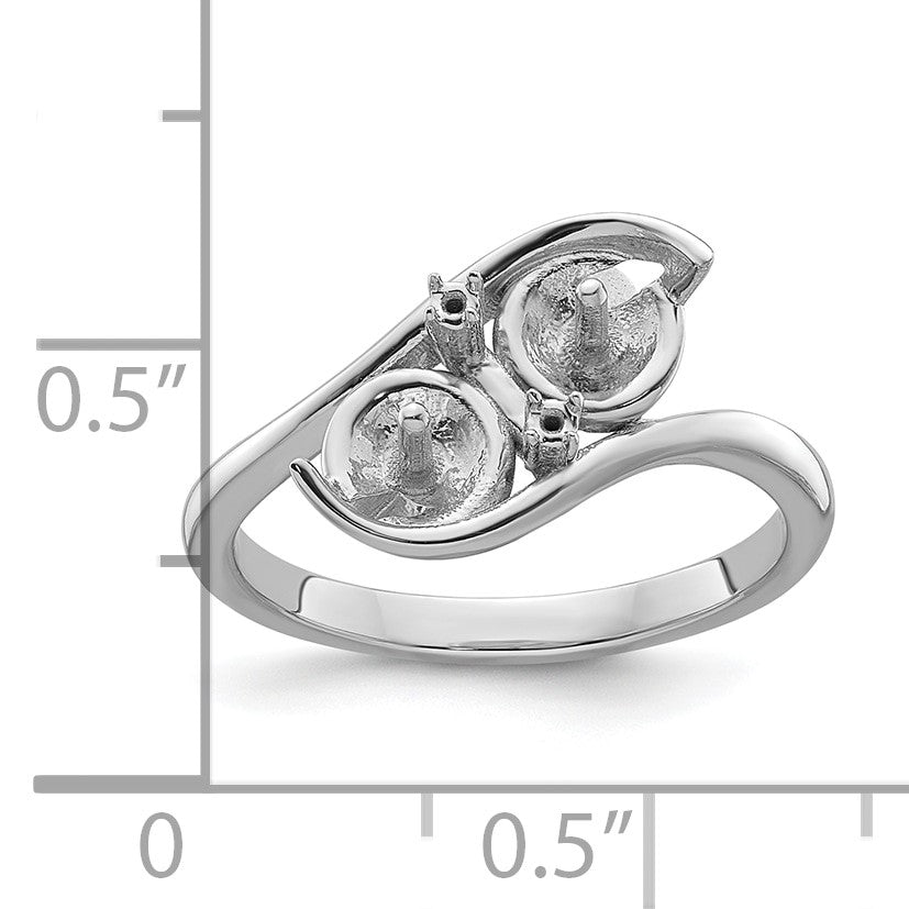 14k White Gold Holds 2-6mm Pearls and 2-1.4mm Stones Ring Mounting
