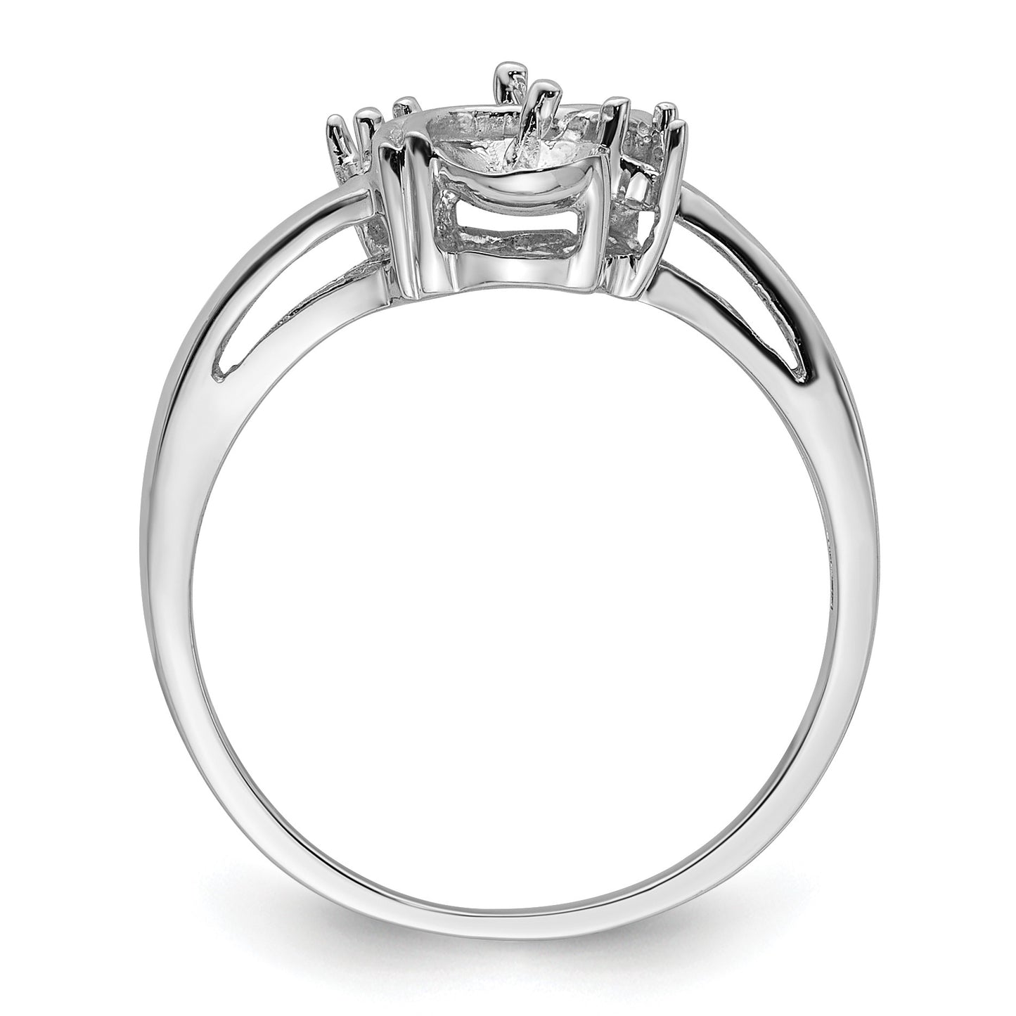 14k White Gold Holds 2-5.5mm Pearls and 2-1.6mm Stones Ring Mounting