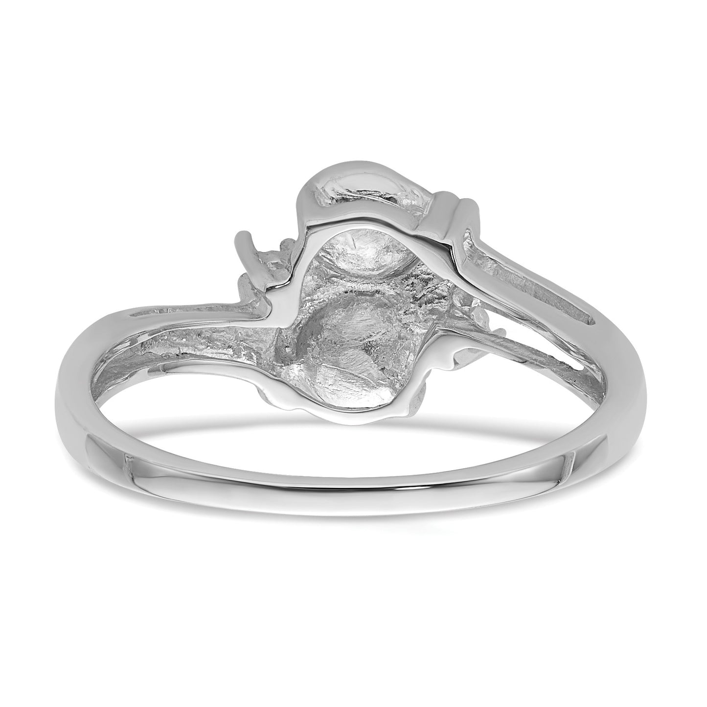 14k White Gold Holds 2-5.5mm Pearls and 2-1.6mm Stones Ring Mounting