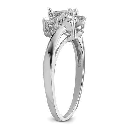 14k White Gold Holds 2-5.5mm Pearls and 2-1.6mm Stones Ring Mounting