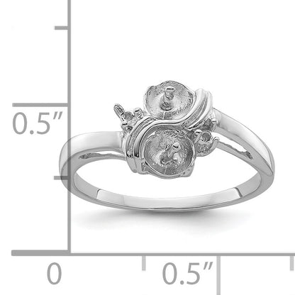 14k White Gold Holds 2-5.5mm Pearls and 2-1.6mm Stones Ring Mounting
