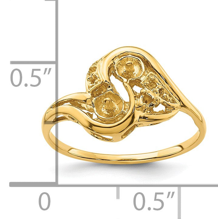 14k Holds 4mm Pearls and 1/20 carat Diamond Ring Mounting