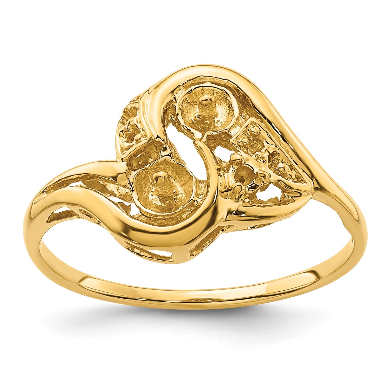14k Holds 4mm Pearls and 1/20 carat Diamond Ring Mounting