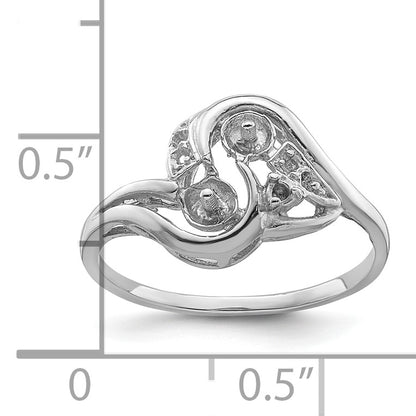 14k White Gold 4mm Pearls and 1/20 carat Diamond Ring Mounting