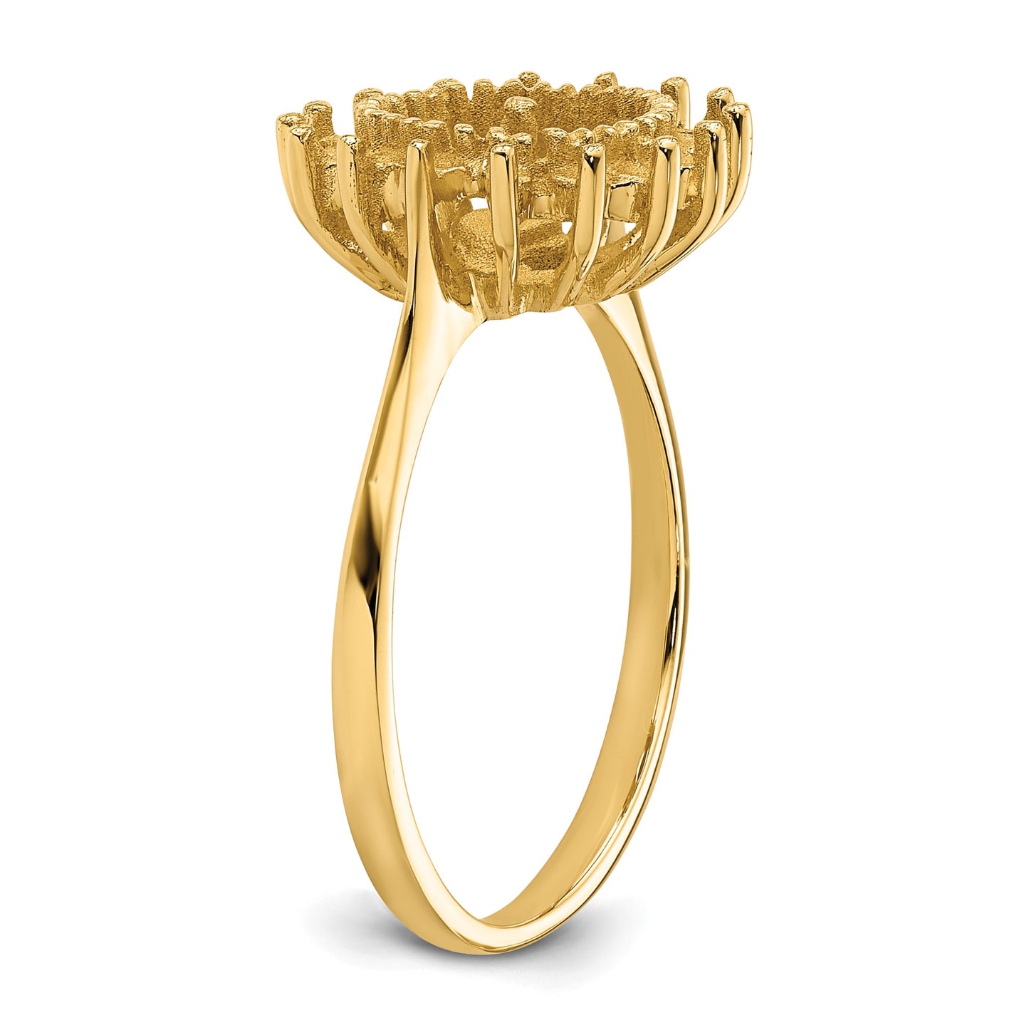 14k Hold 7.5mm Pearl and 16-1.5mm Stones Ring Mounting