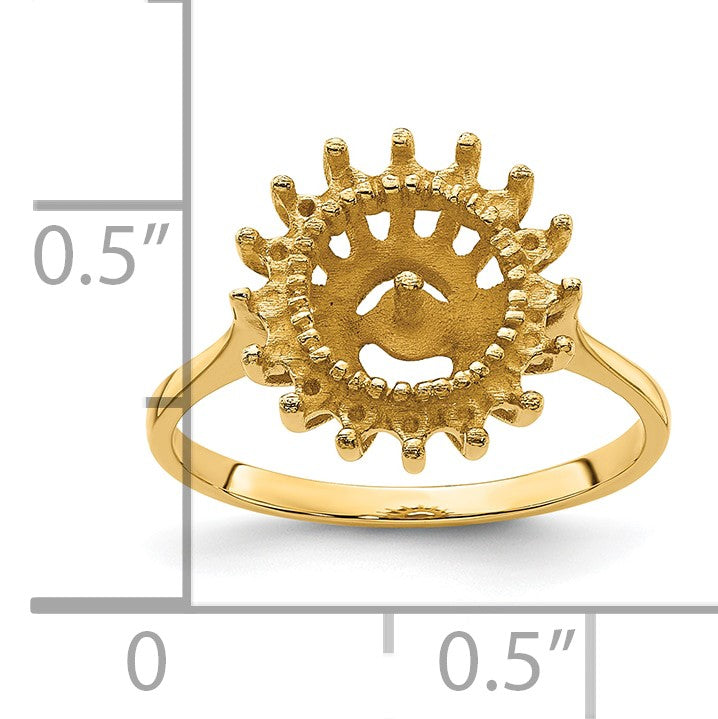 14k Hold 7.5mm Pearl and 16-1.5mm Stones Ring Mounting