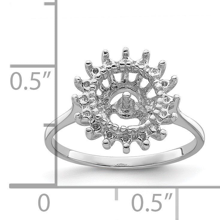 14k White Gold Hold 7.5mm Pearl and 16-1.5mm Stones Ring Mounting