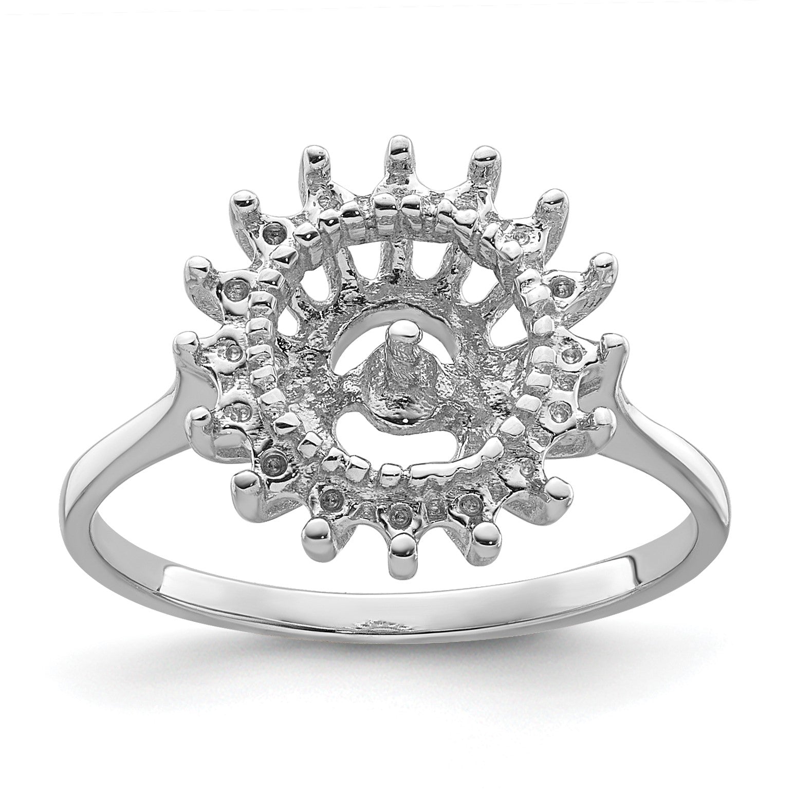 14k White Gold Hold 7.5mm Pearl and 16-1.5mm Stones Ring Mounting