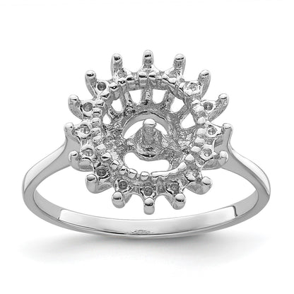 14k White Gold Hold 7.5mm Pearl and 16-1.5mm Stones Ring Mounting
