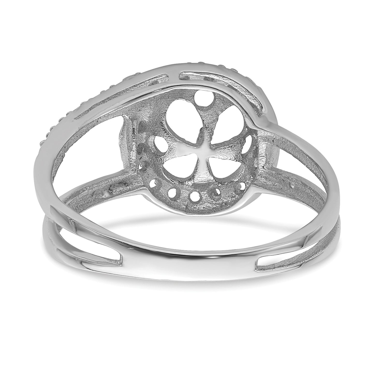 14k White Gold Holds 7.5mm Pearl and 22-1.0mm Stones Halo Ring Mounting