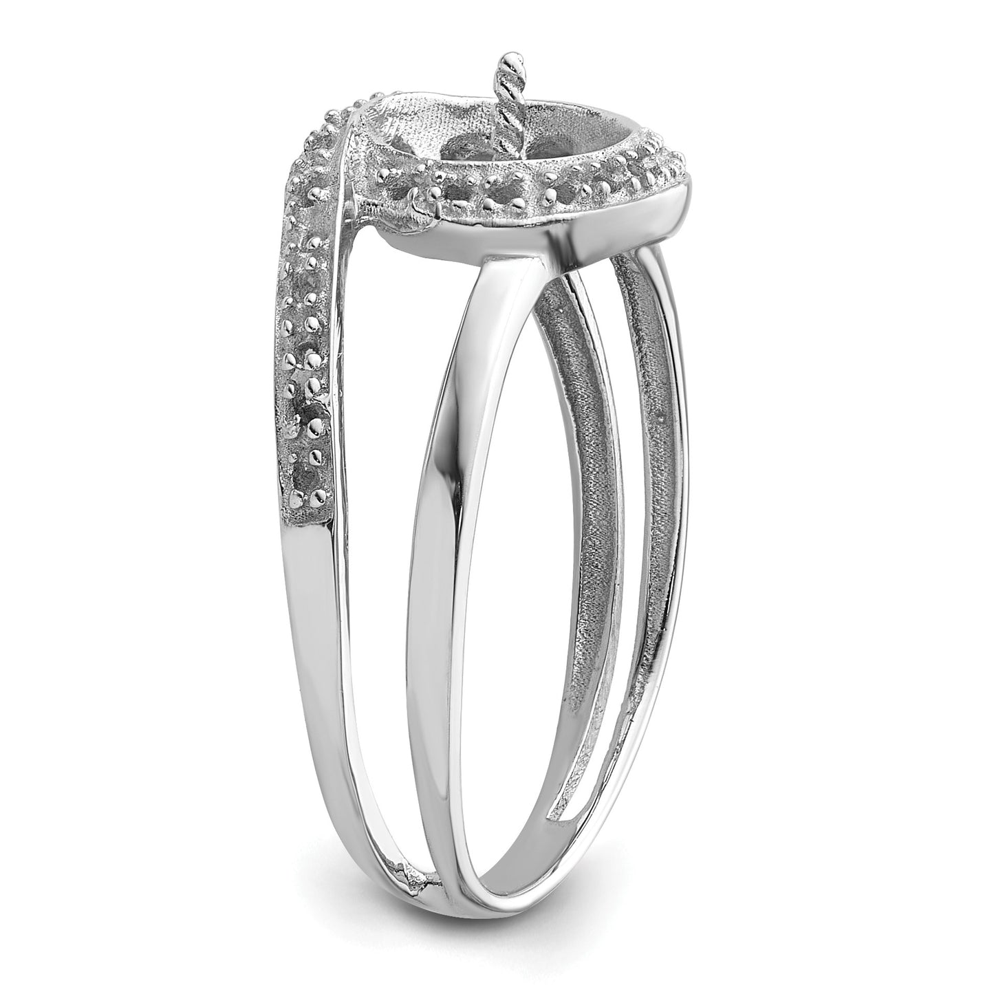 14k White Gold Holds 7.5mm Pearl and 22-1.0mm Stones Halo Ring Mounting