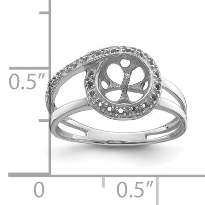 14k White Gold Holds 7.5mm Pearl and 22-1.0mm Stones Halo Ring Mounting