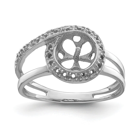 14k White Gold Holds 7.5mm Pearl and 22-1.0mm Stones Halo Ring Mounting