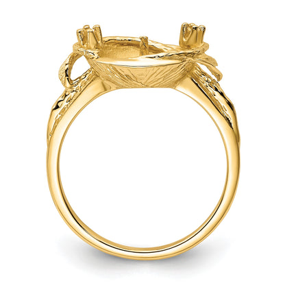14k Holds 7.5mm Pearl and 2-1.3mm Stones Swirl Ring Mounting