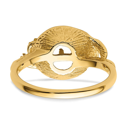 14k Holds 7.5mm Pearl and 2-1.3mm Stones Swirl Ring Mounting