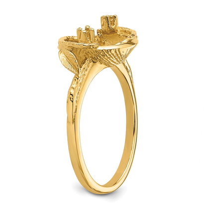 14k Holds 7.5mm Pearl and 2-1.3mm Stones Swirl Ring Mounting