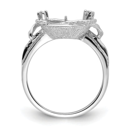 14k White Gold Holds 7.5mm Pearl and 2-1.3mm Stones Swirl Ring Mounting