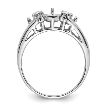 14k White Gold Holds 6mm Pearl and 6-1.5mm Stones Ring Mounting