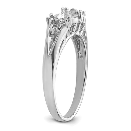 14k White Gold Holds 6mm Pearl and 6-1.5mm Stones Ring Mounting