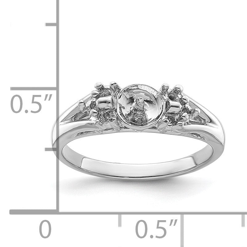 14k White Gold Holds 6mm Pearl and 6-1.5mm Stones Ring Mounting
