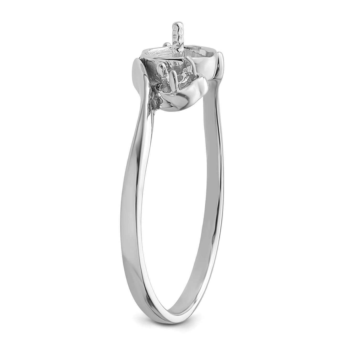 14k White Gold Holds 7mm Pearl and 2-1.7mm Stones Ring Mounting